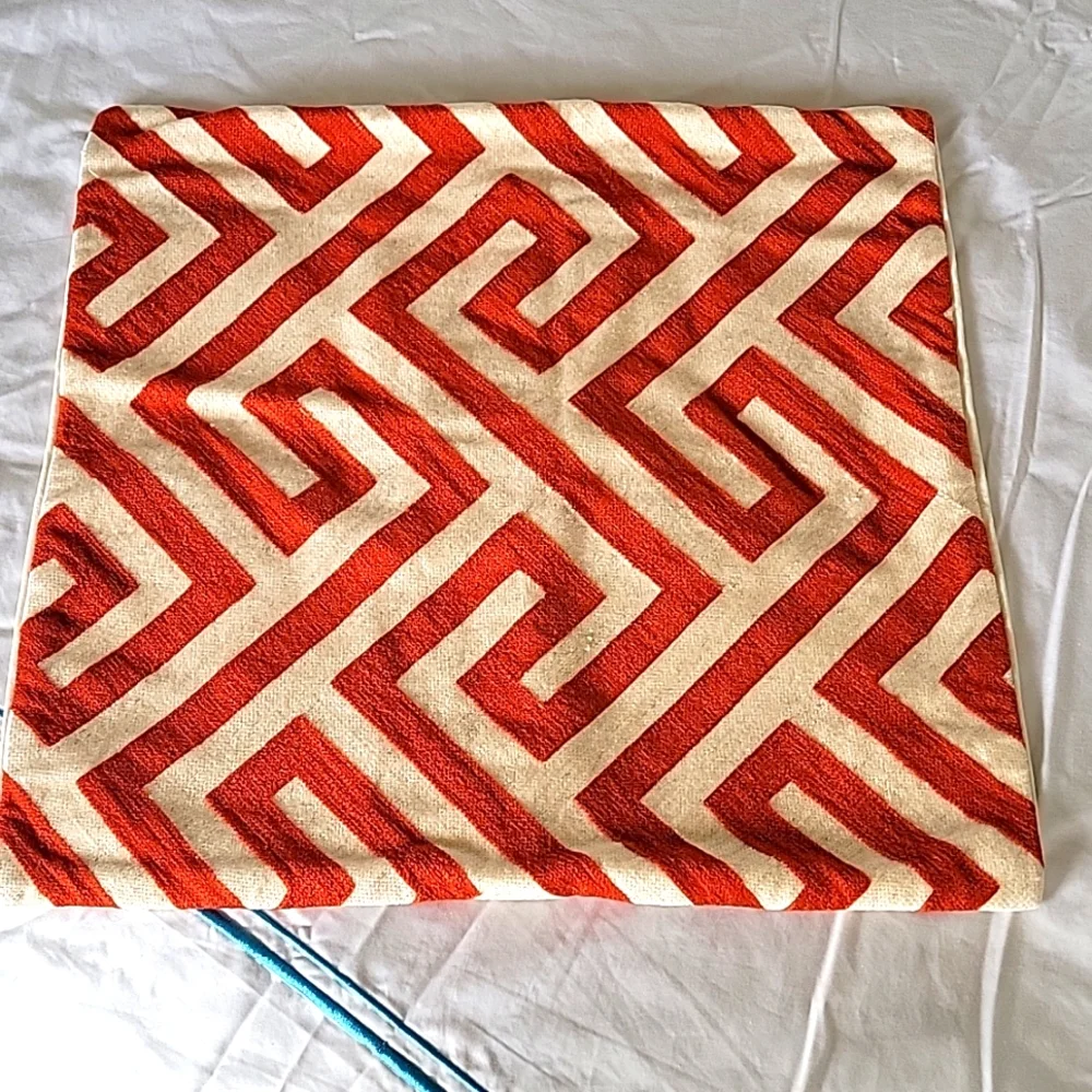 West Elm Zig Zag Woven Ivory/Rust Pillow Cover